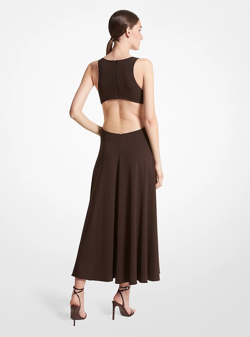 Stretch Matte Jersey Cutout Dress in CHOCOLATE | Michael Kors