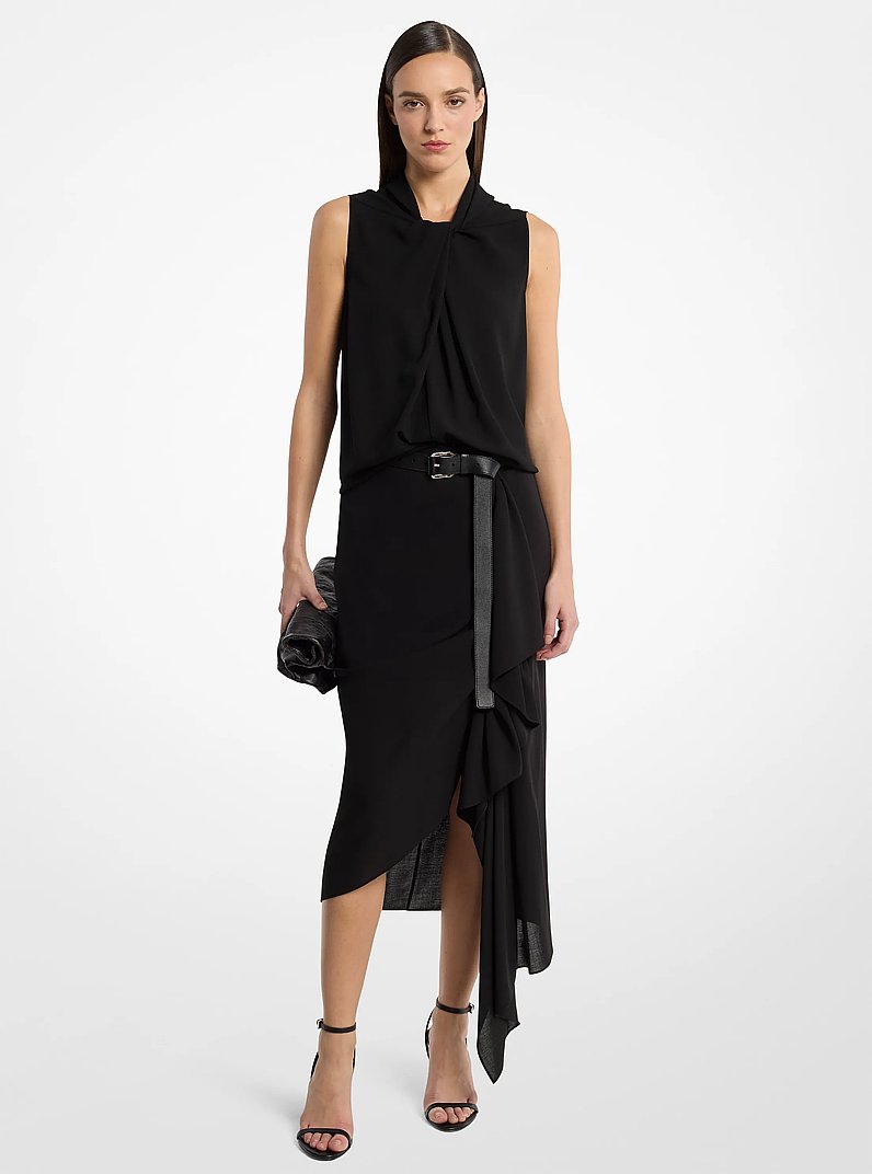 Wool Crepe Cascade Skirt