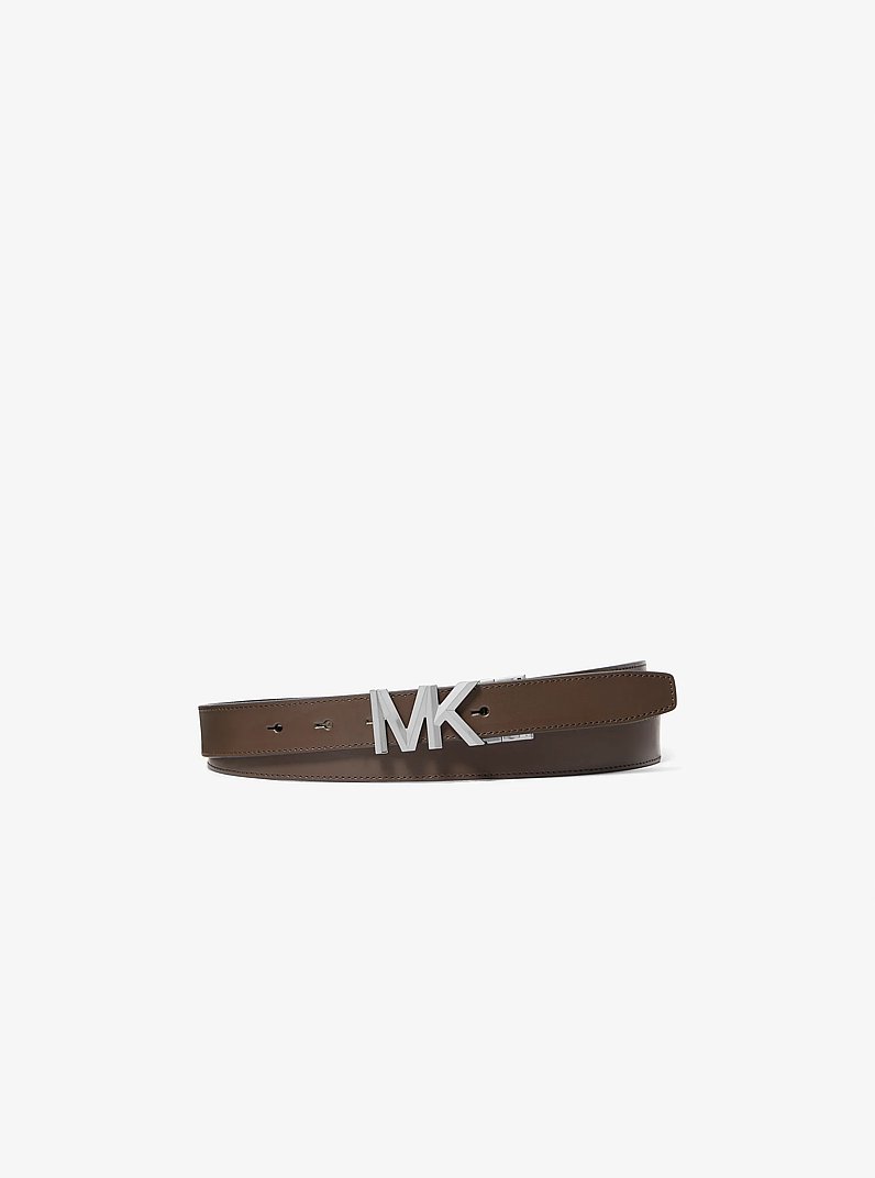 Reversible Signature Logo and Leather Belt in OLIVE | Michael Kors