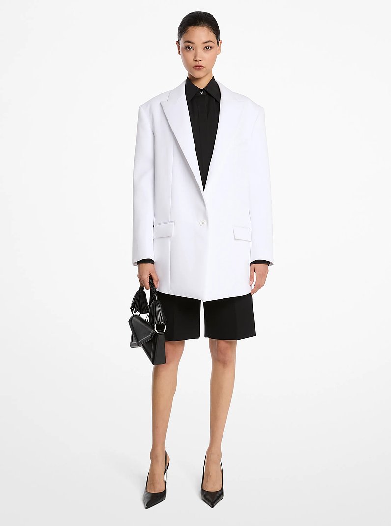 Oversized Stretch Cotton Blazer in OPTIC WHITE | Michael Kors