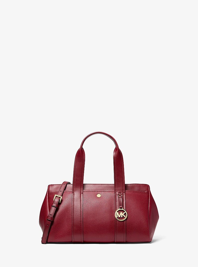 Foster Small Pebbled Leather Satchel in DEEP RED | Michael Kors