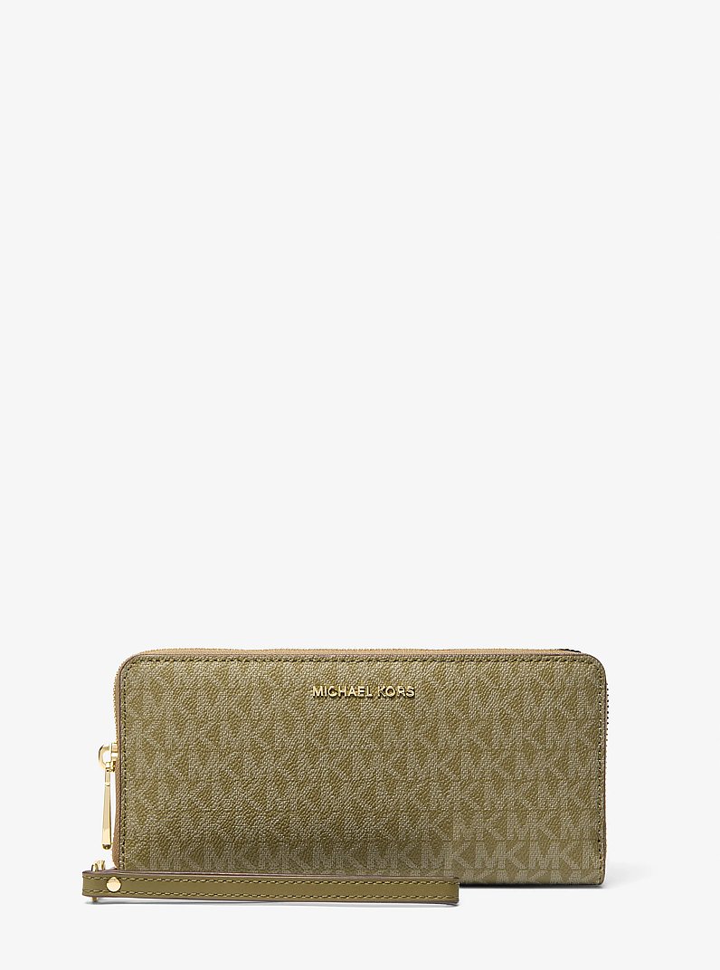 Large Logo Continental Wallet in SAFARI GREEN | Michael Kors