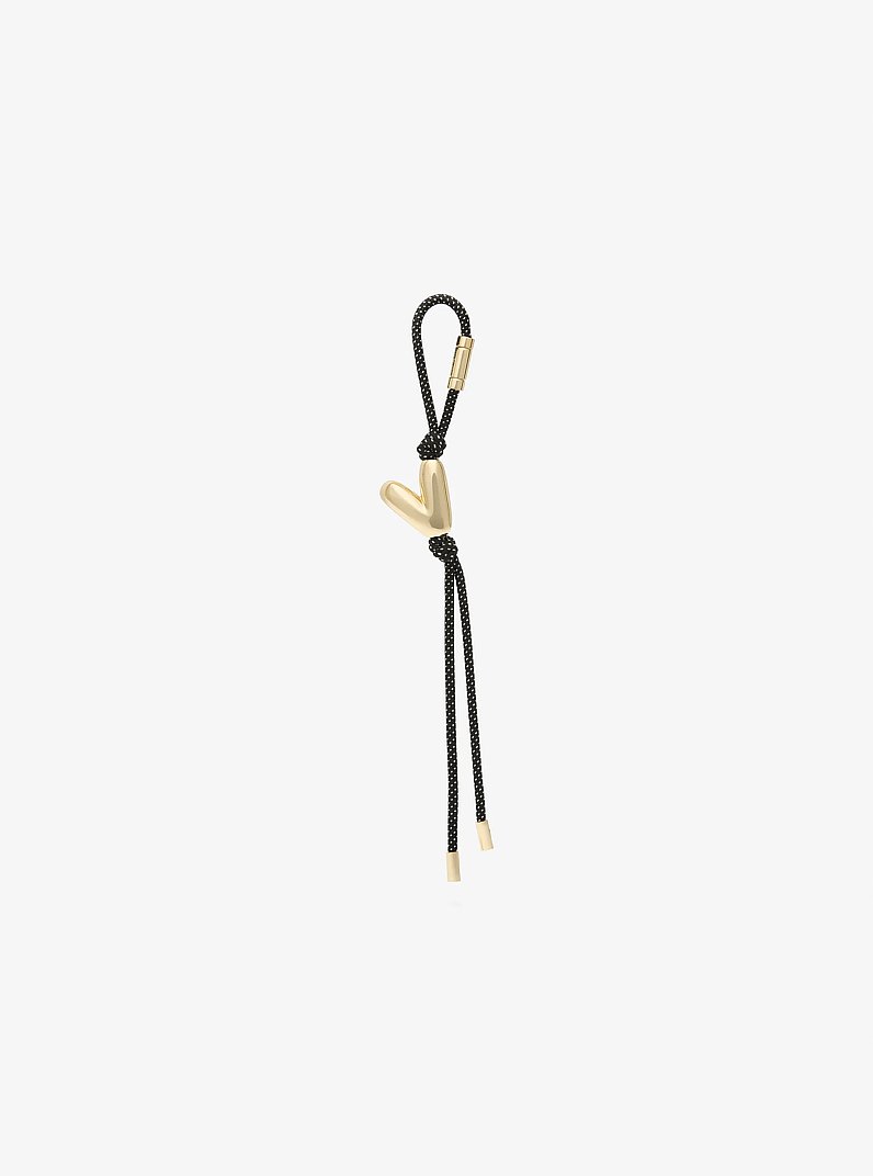 Initial Gold-Tone and Speckled Cord Bag Charm in 18K GOLD | Michael Kors