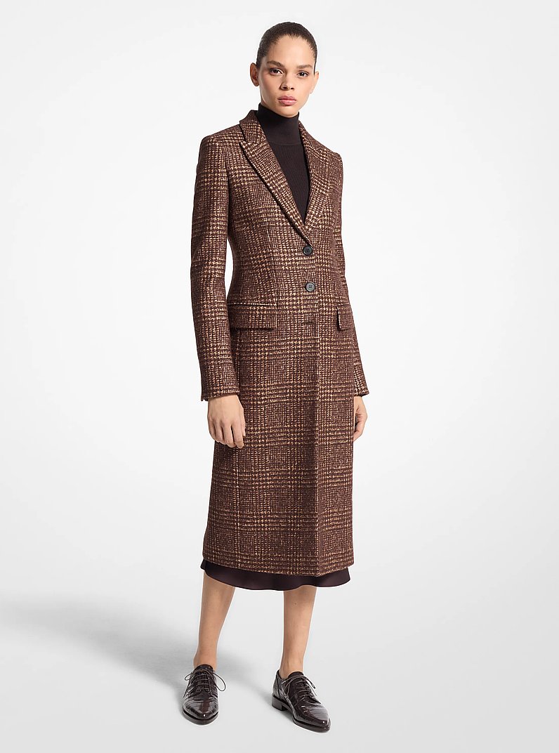 Mantel aus Tweed mit Glencheck-Karomuster in [3810] | Michael Kors