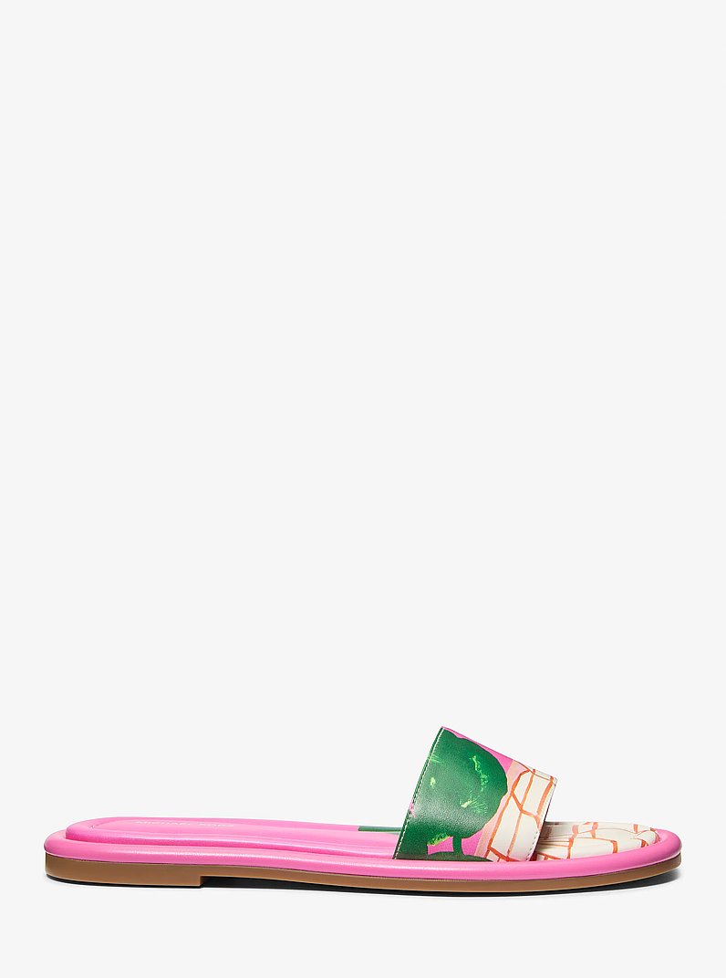 Michael Kors X Christina Zimpel Dana Slide Sandal in ROSA BRILLANTE MULTICOLOR | Michael Kors