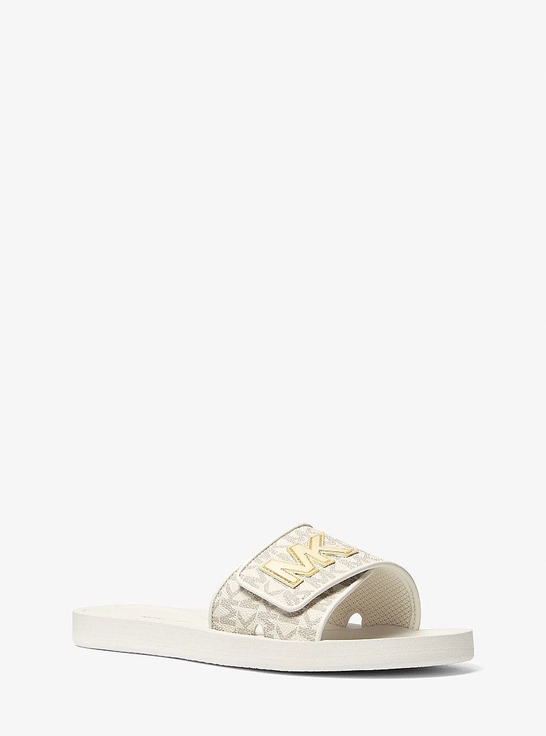 Palmer Signature Logo Slide Sandal in VANILLA | Michael Kors