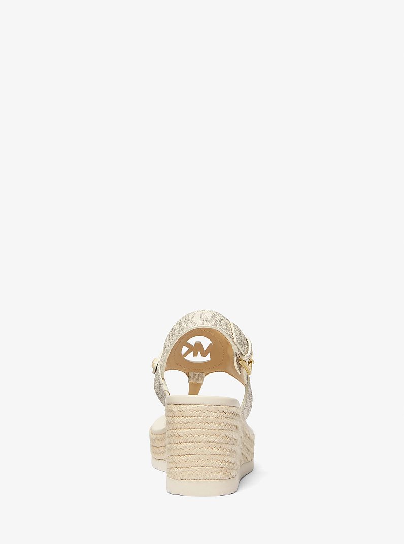 Aubrey Cutout Signature Logo Wedge Sandal in VANILLA | Michael Kors