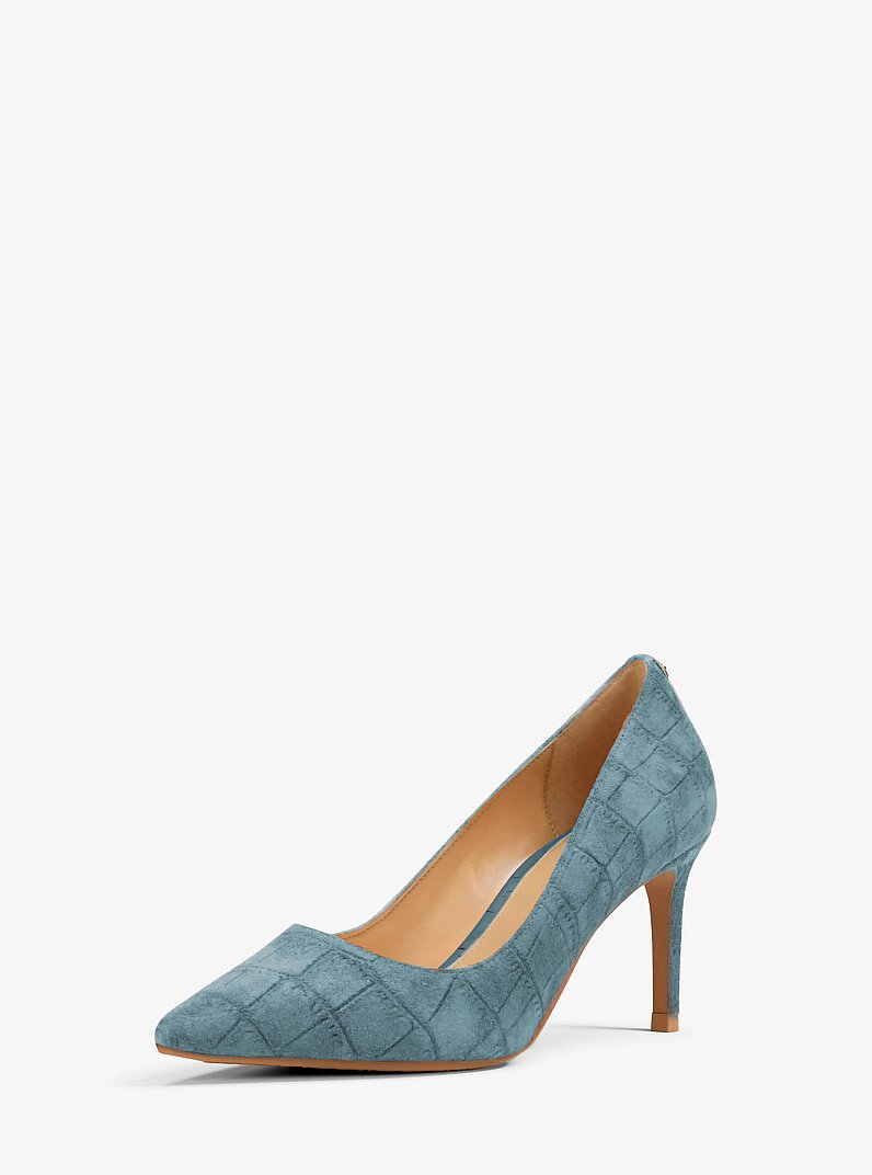 D&eacute;collet&eacute; Alina Flex in pelle scamosciata stampa coccodrillo in CHAMBRAY | Michael Kors