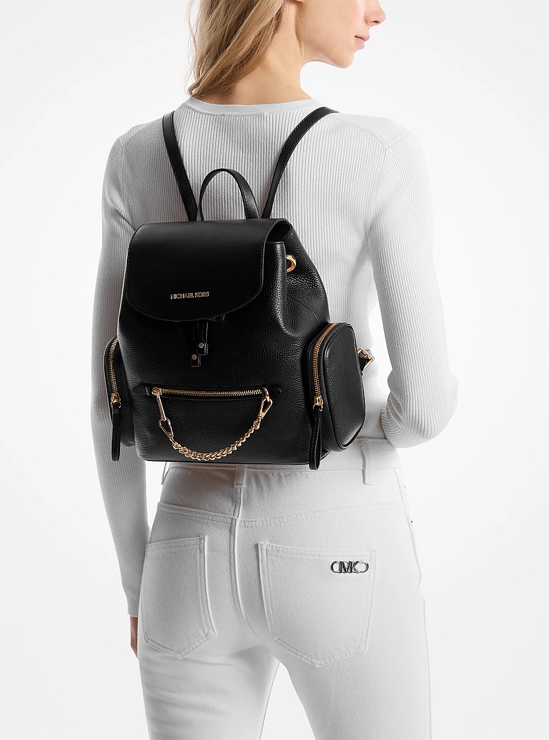 Jet Set Medium Pebbled Leather Backpack in BLACK | Michael Kors