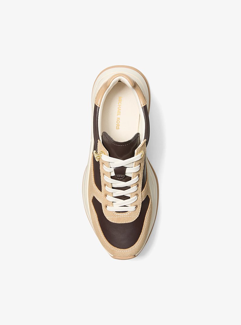 Sneaker Arla in pelle e pelle scamosciata in HUSK MULTI | Michael Kors