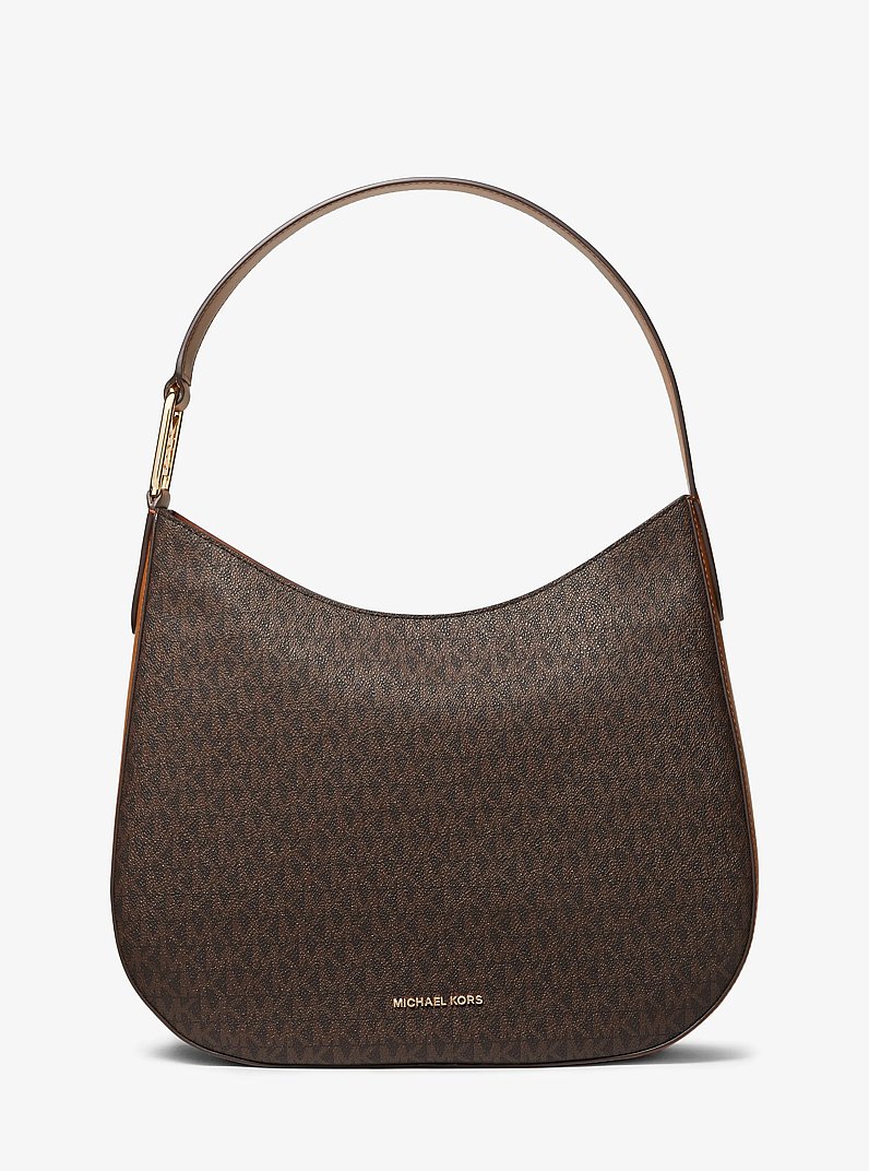 Kensington Large Signature Logo Hobo Shoulder Bag in BRN/ACORN | Michael Kors
