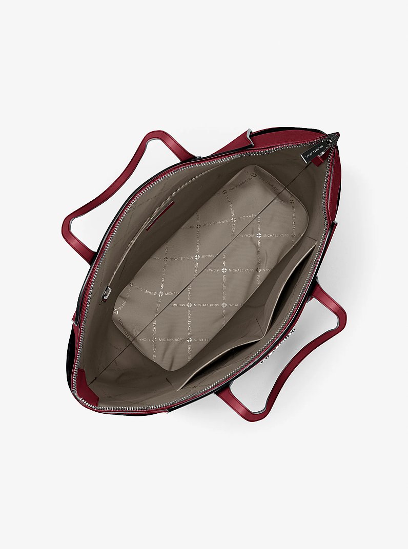 Marilyn Medium Saffiano Leather Tote Bag in MAROON | Michael Kors