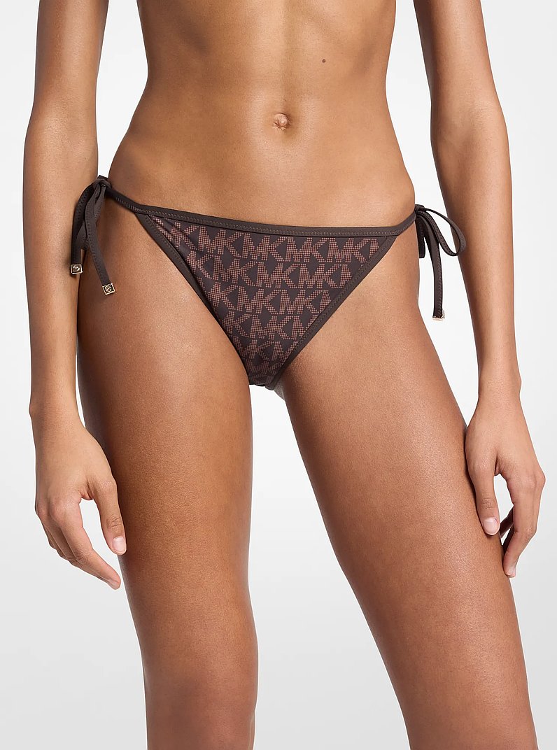 Wendbare Bikinihose mit Logomuster in SCHOKOLADE | Michael Kors
