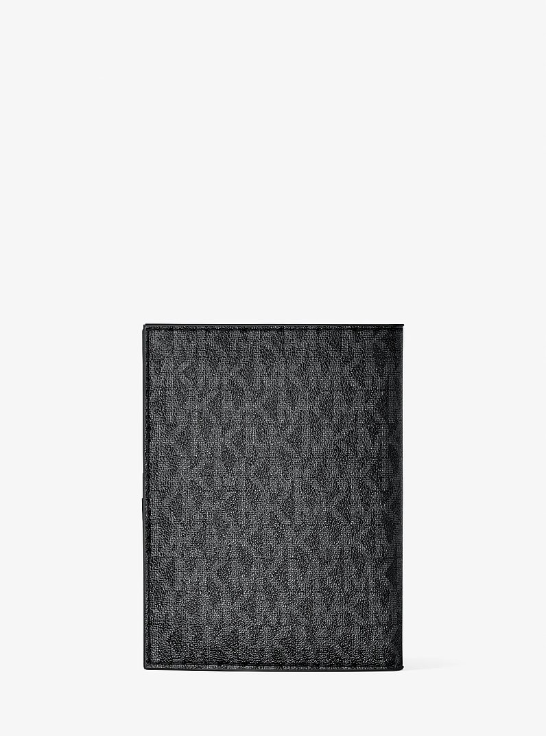 Jet Set Travel Medium Signature Logo Passport Case in BLACK | Michael Kors