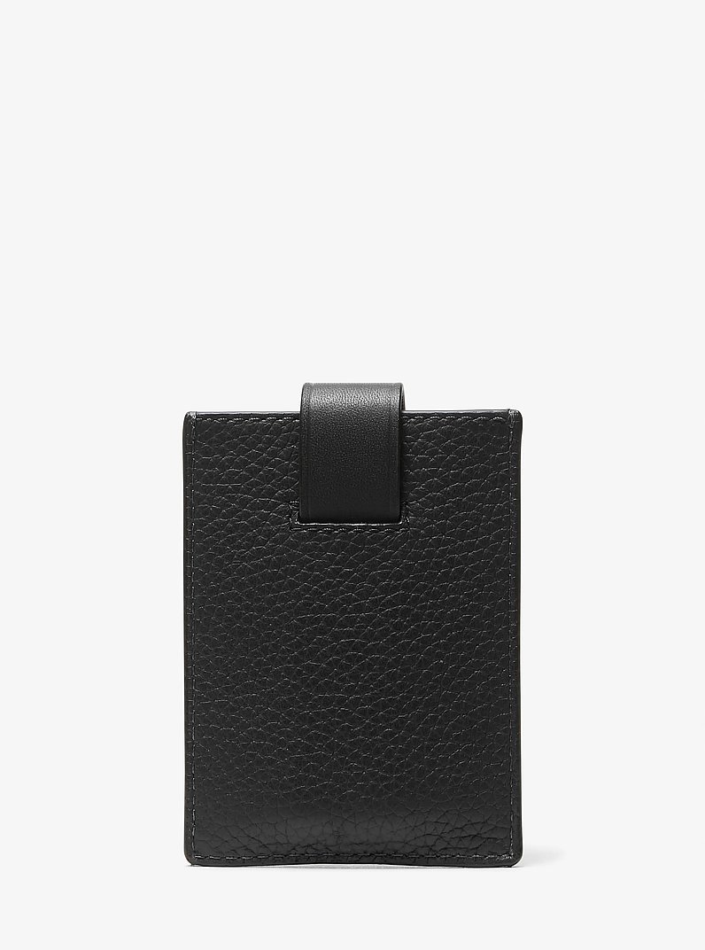 Hudson Pebbled Leather Snap Card Case in BLACK | Michael Kors
