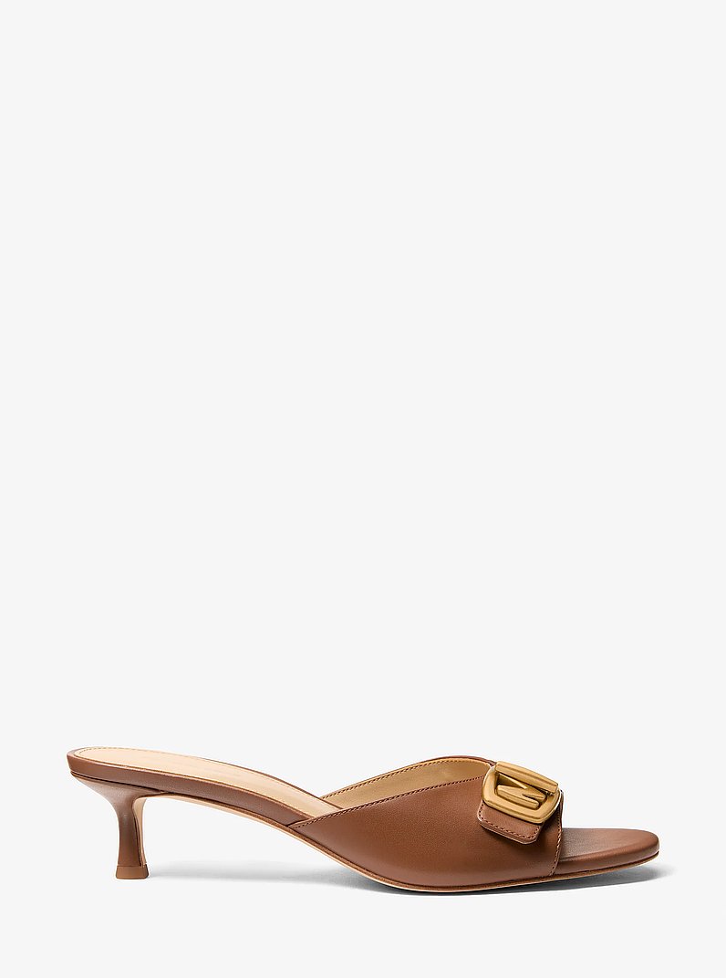 Bryant Leather Kitten Sandal in LUGGAGE | Michael Kors