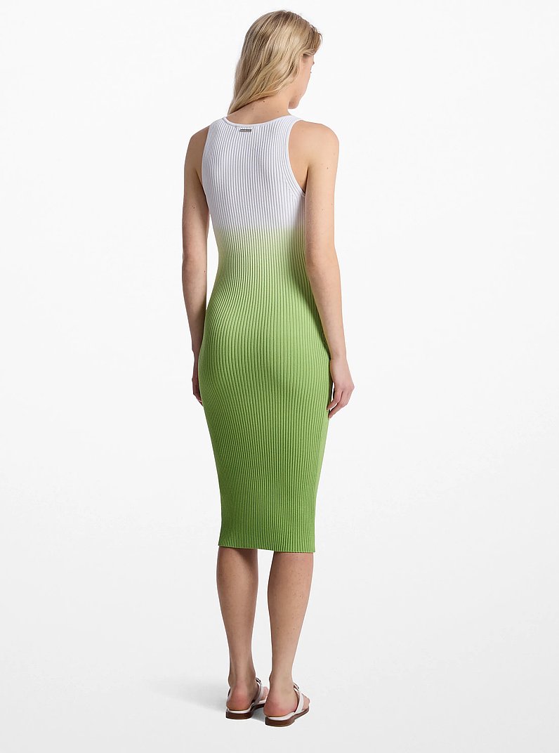 Ombr Ribbed Stretch Viscose Dress in JUNGLEGREEN - Sale | Michael Kors  Canada [CA]