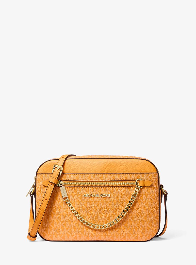 Jet Set Large Logo Crossbody Bag in POP ORANGE | Michael Kors
