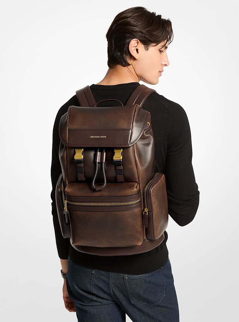 Hudson Burnished Leather Backpack in CHOCOLATE | Michael Kors