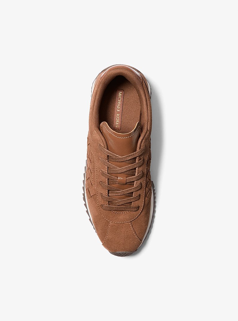 Rhodes Woven Suede Trainer in LUGGAGE | Michael Kors
