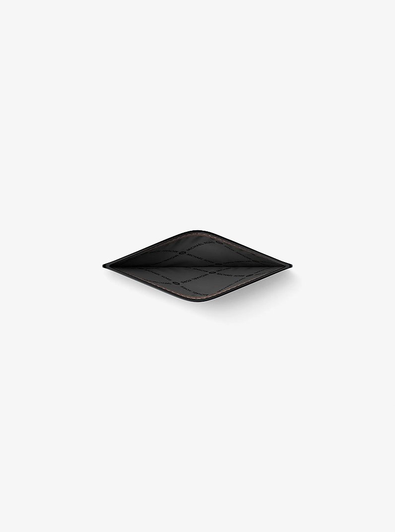 Edison Scratch-Resistant Crossgrain Leather Card Case in CHOCOLATE | Michael Kors