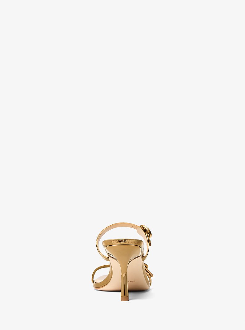 Kya Metallic Leather Sandal in ANTIQUE GOLD | Michael Kors