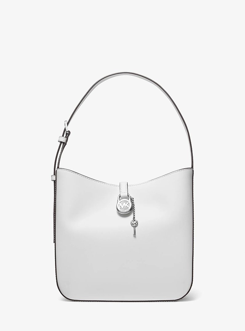 Lyra Small Leather Shoulder Bag in OPTIC WHITE | Michael Kors