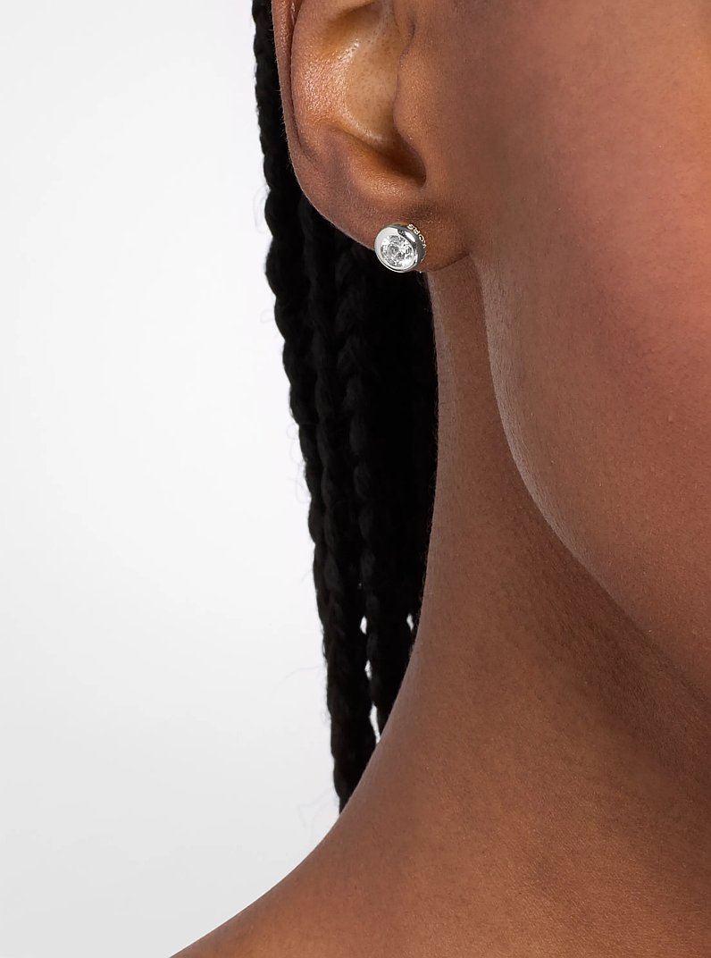 Round Stone Stud Earrings in SILVER | Michael Kors