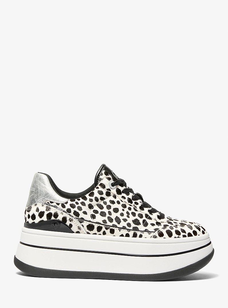 Hayes Cheetah Print Calf Hair Platform Sneaker in BLACK COMBO | Michael Kors