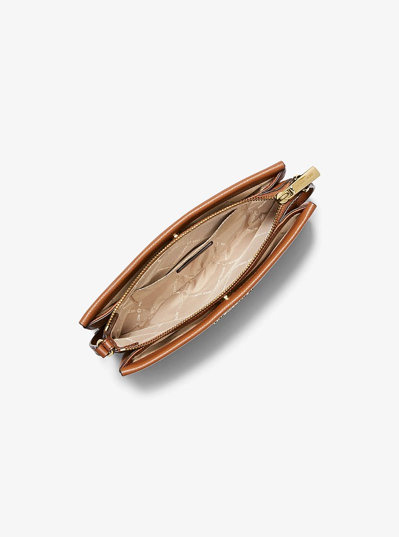 Jet Set Large Pebbled Leather Crossbody Bag in LUGGAGE | Michael Kors