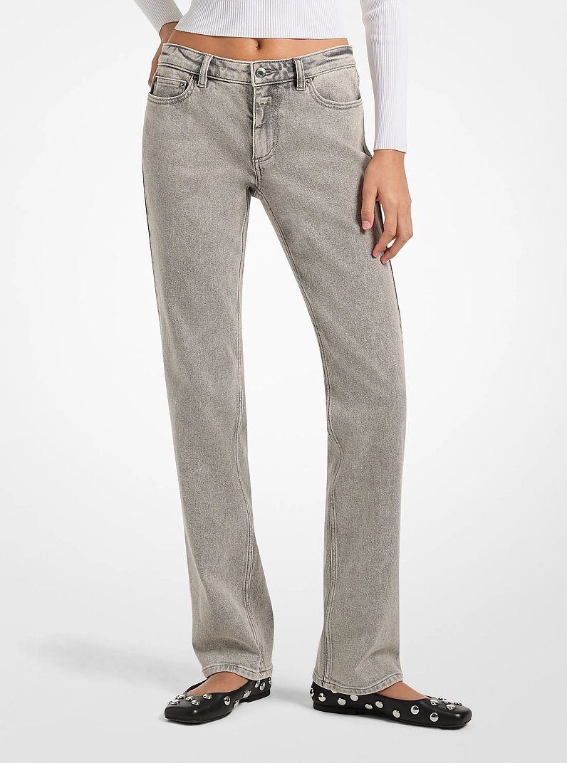 Stretch Denim Cigarette Jeans in LTCONCRTWSH | Michael Kors
