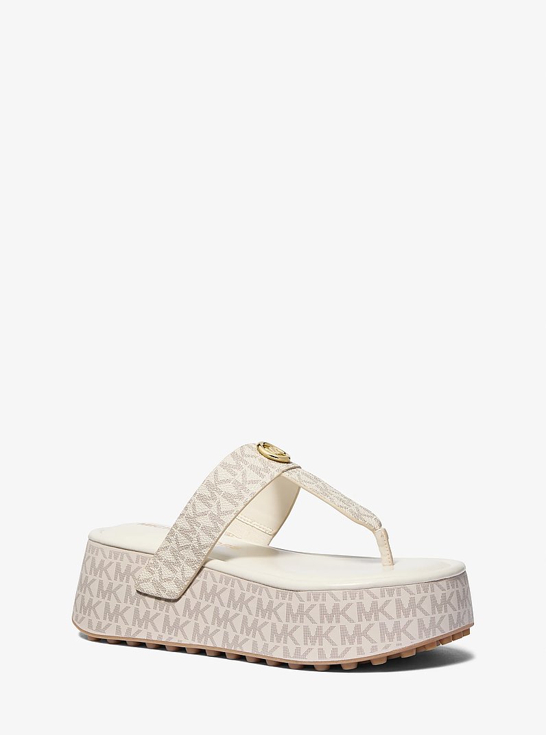 Koya Signature Logo Platform Flip Flop in VANILLA | Michael Kors