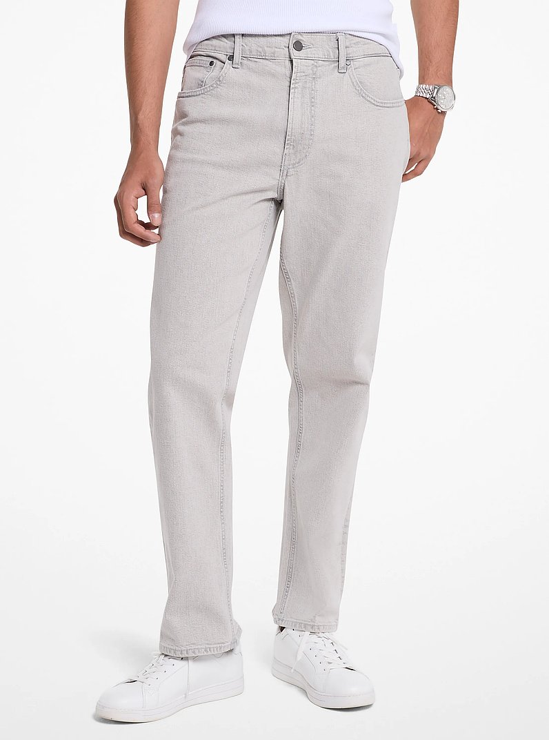 Jean Finn en denim extensible &agrave; jambe droite in ALUMINIUM | Michael Kors
