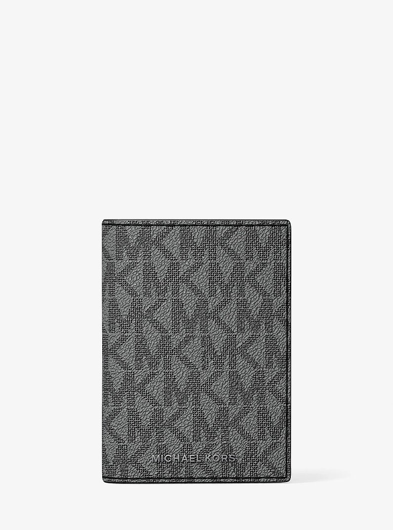 Hudson Signature Logo Folio Card Case in STORM | Michael Kors