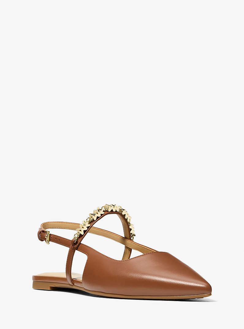 Dina Flex Leather Slingback Flat in LUGGAGE | Michael Kors