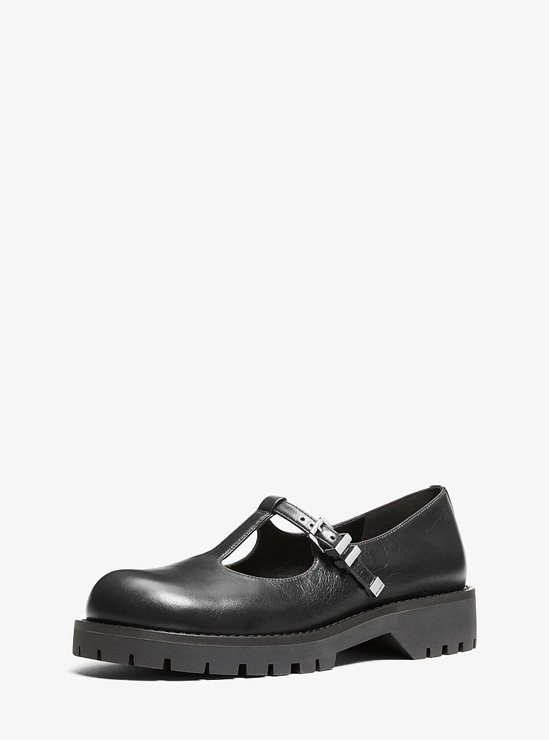 Darrington Leather Mary Jane Loafer in BLACK | Michael Kors