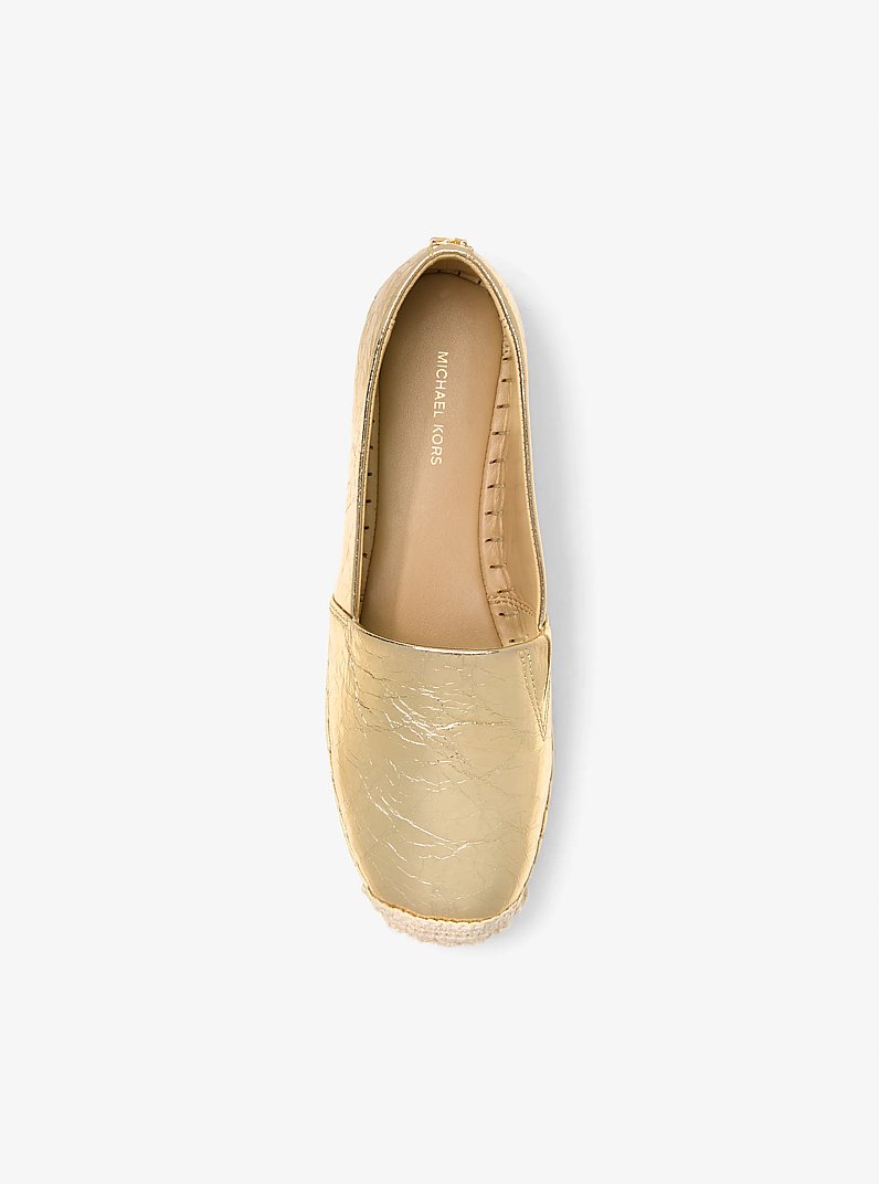 Lynn Crackled Metallic Leather Platform Espadrille in PALE GOLD | Michael Kors