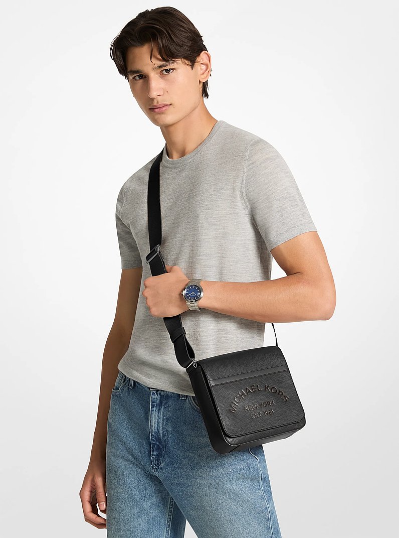 Cooper Pebbled Leather Crossbody Bag in BLACK | Michael Kors