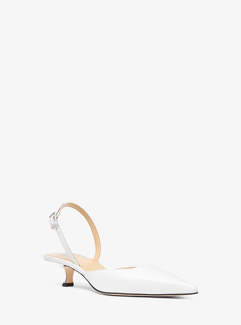 D&eacute;collet&eacute; slingback Luna in pelle con mezzo tacco in BIANCO OTTICO | Michael Kors