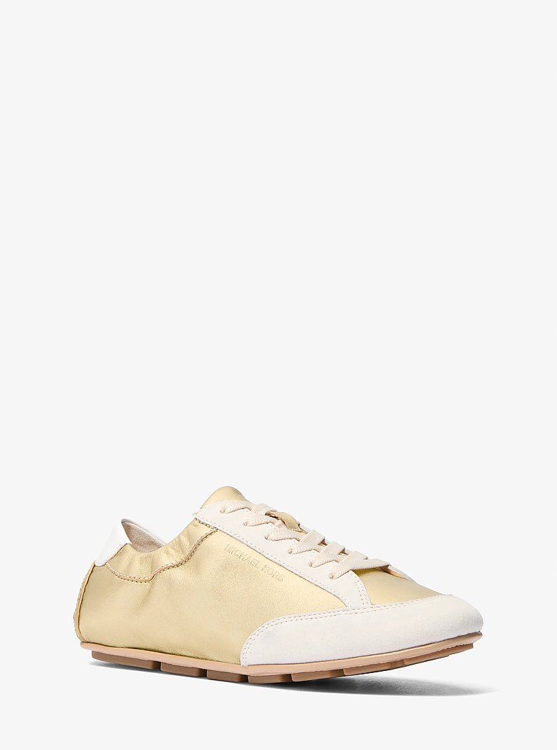 Susie Metallic Leather and Suede Trainer in PALE GOLD | Michael Kors
