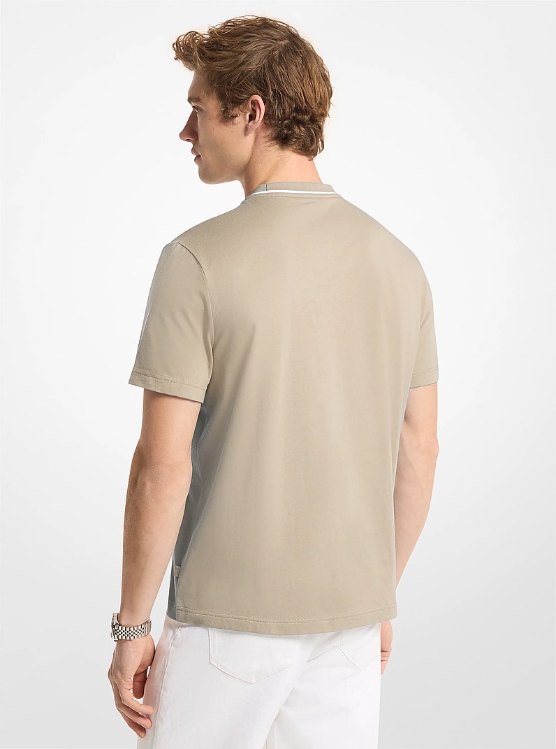 T-shirt in jersey di cotone con logo sul bordo in SALVIA POLVERE | Michael Kors