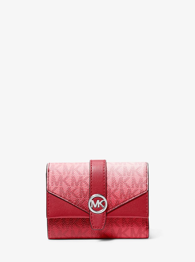 Greenwich Medium Ombr&eacute; Signature Logo Tri-Fold Wallet in HIBISCUS MULTI | Michael Kors