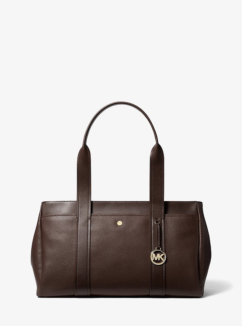 Foster Large Pebbled Leather Tote Bag in CHOCOLATE | Michael Kors