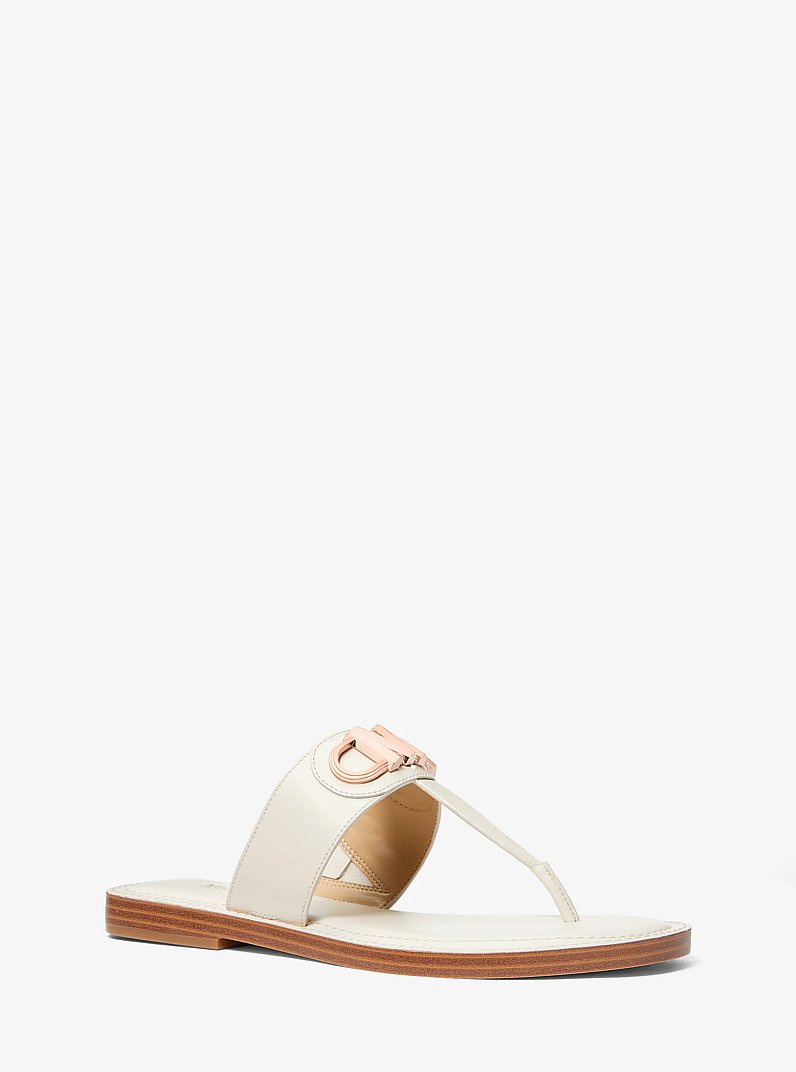 Sandale Parker en cuir avec bride en&nbsp;T in CR&Egrave;ME CLAIRE | Michael Kors