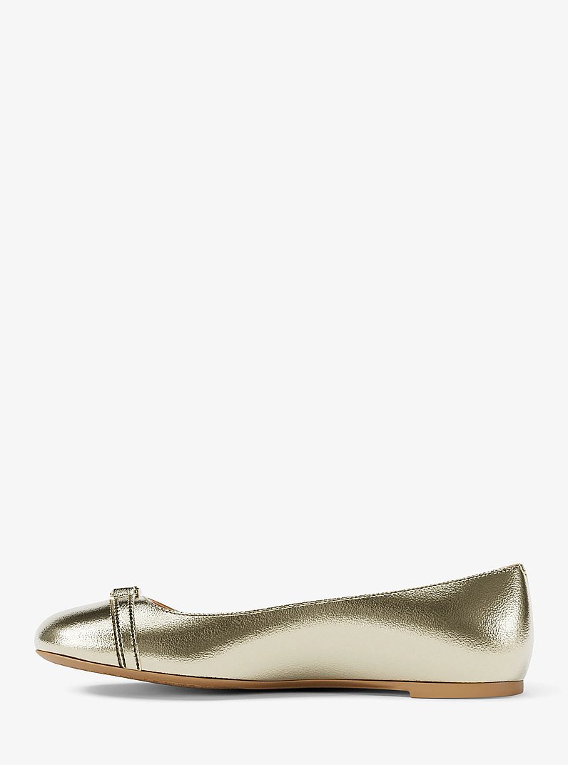 Mandy Metallic Leather Moccasin in PALE GOLD | Michael Kors