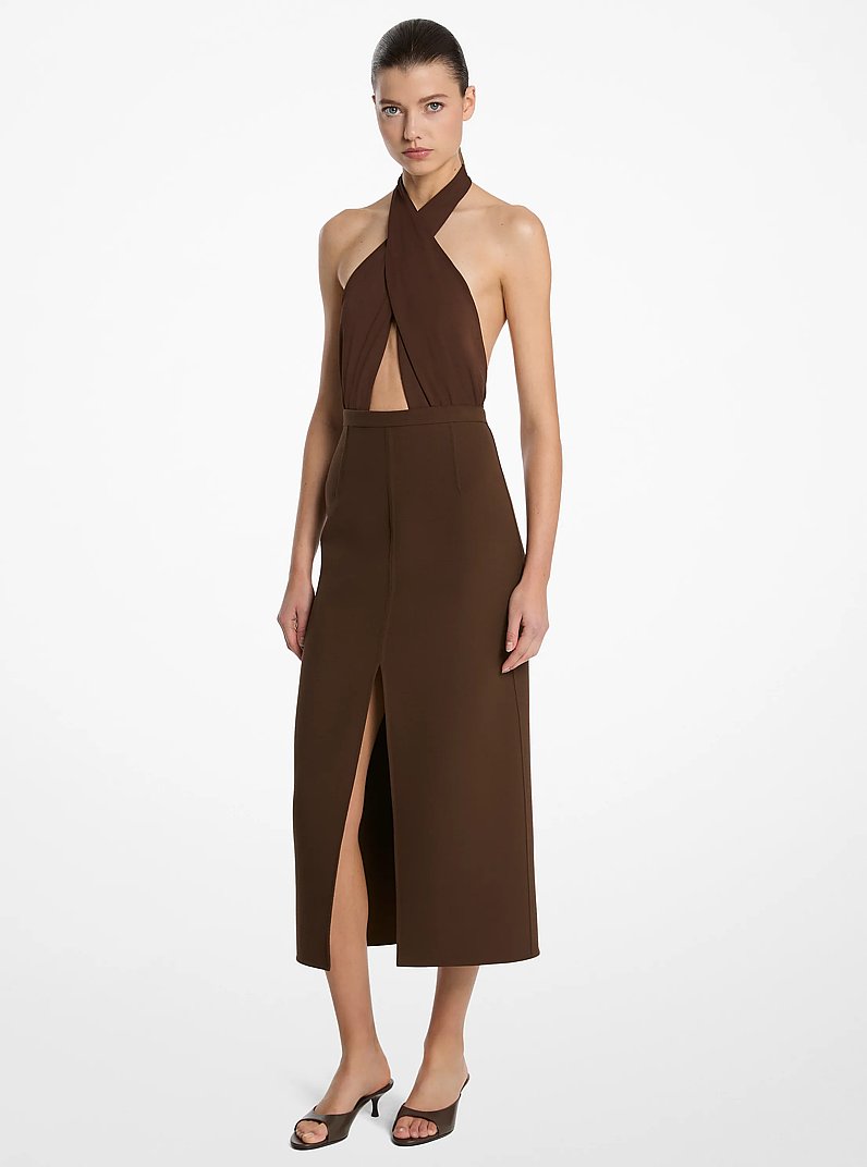 Wool Crepe Pencil Skirt in JAVA | Michael Kors
