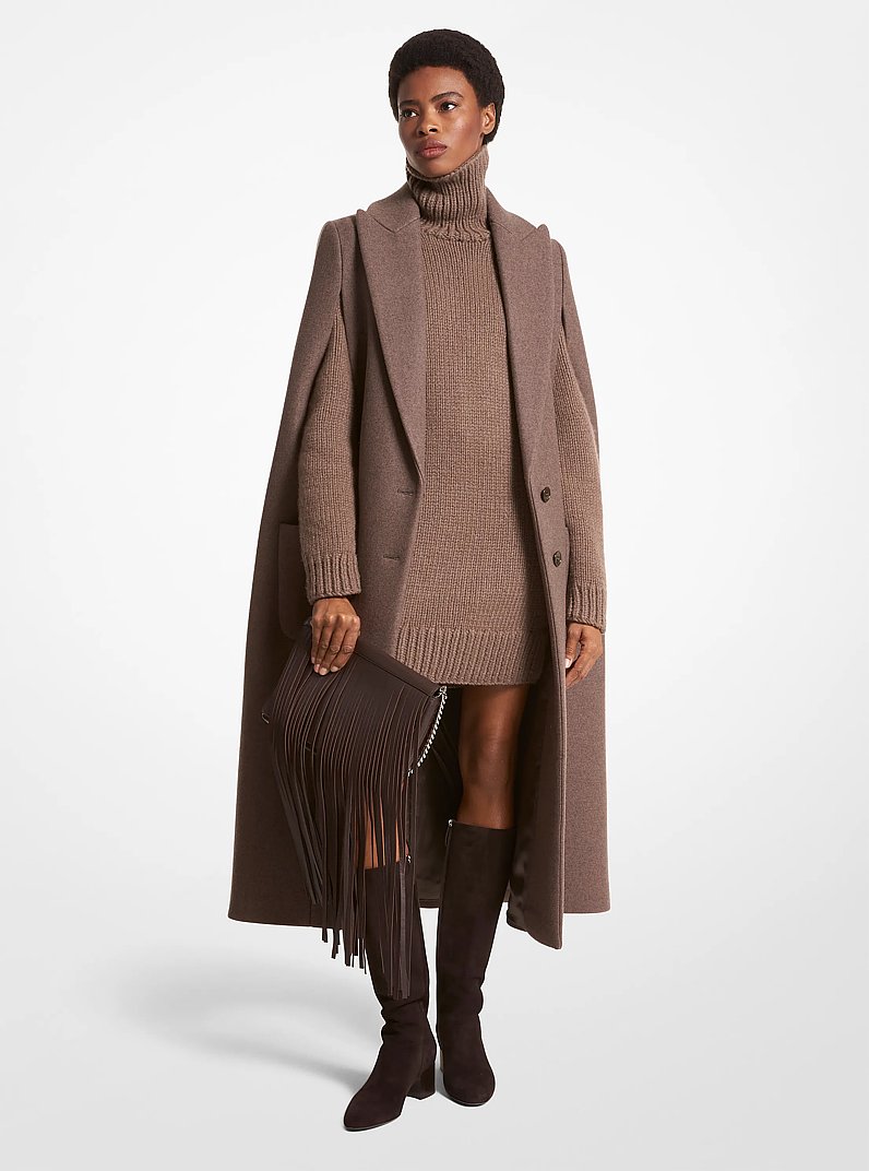 Cape-Mantel aus Meltonwolle in MOKKA MELIERT | Michael Kors