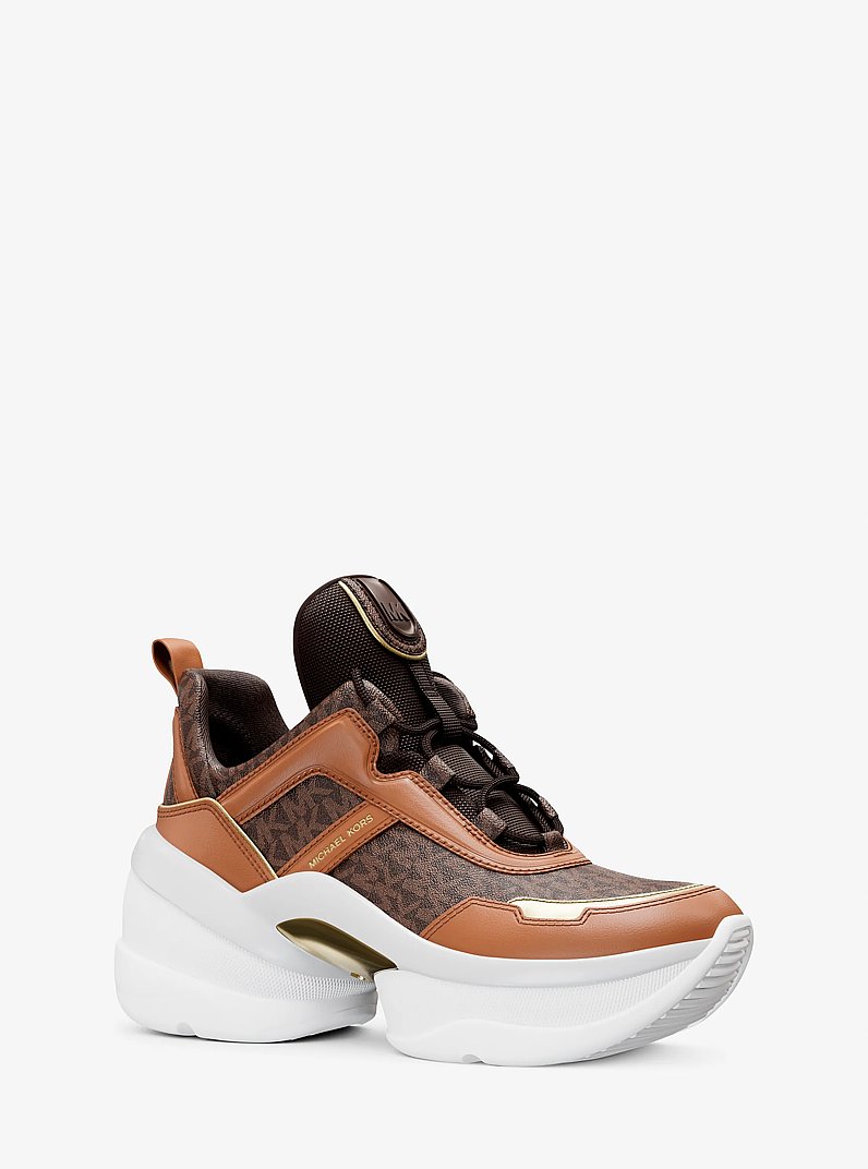 Olympia Signature Logo Trainer in BROWN MULTI | Michael Kors