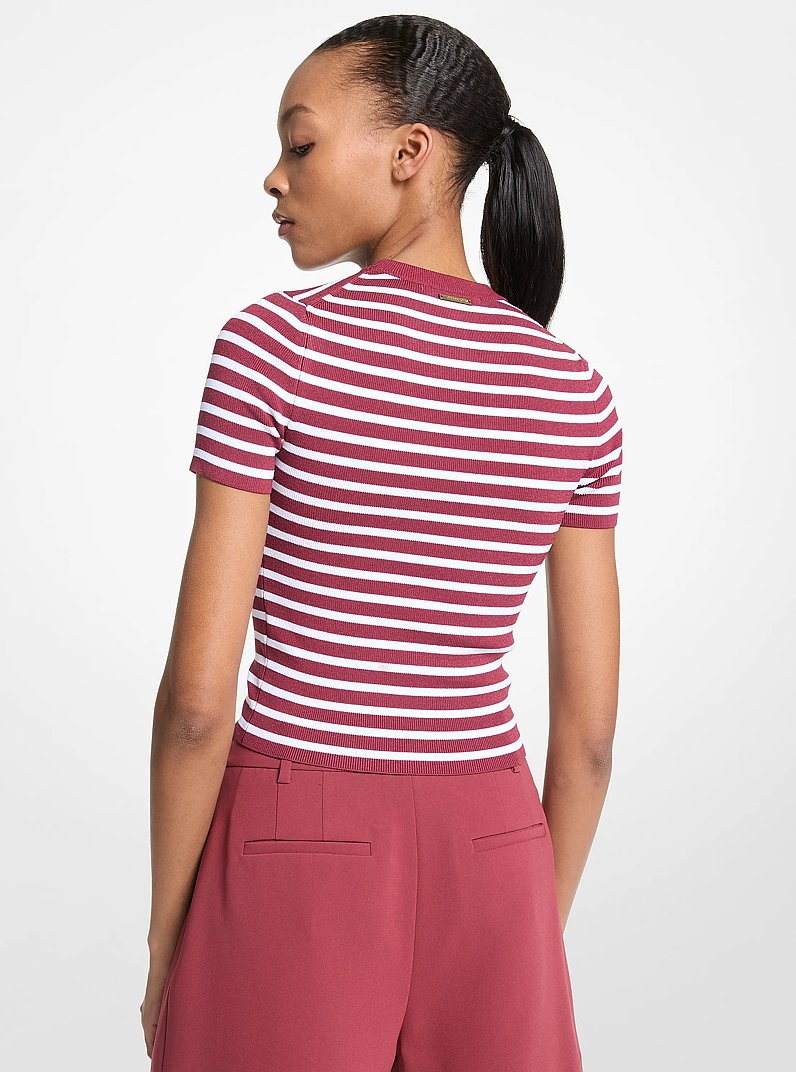 Kurz&auml;rmliger Pullover aus Stretch-Strick mit Streifen in [3465] | Michael Kors