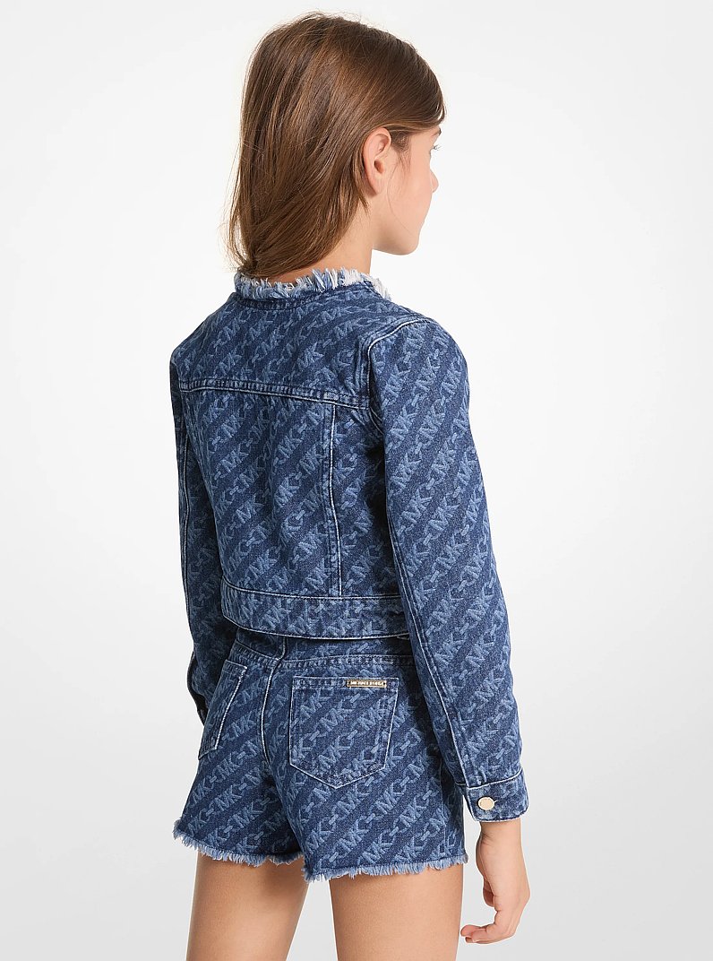 Empire Logo Print Denim Jacket in BLUE DENIM | Michael Kors